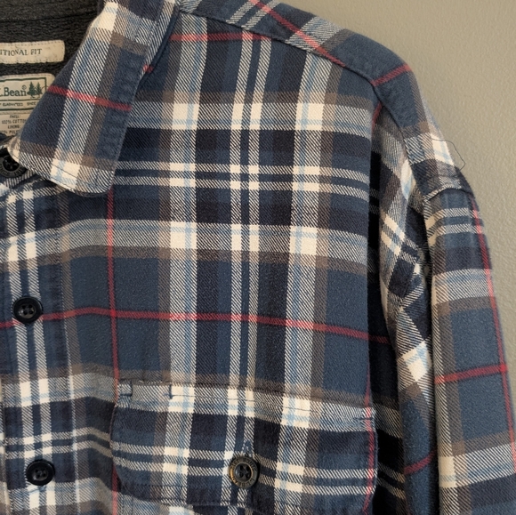 L.L. Bean Fleece Lined Flannel Shirt Jacket Shacket Size XXL - Picture 5 of 6